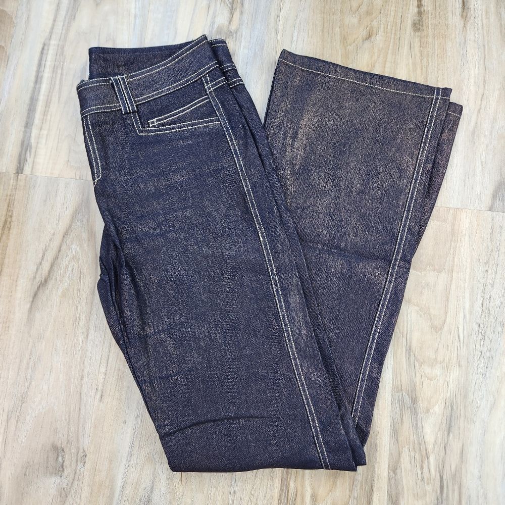 🔹️Cache Bronze Metallic Stretch Bootcut Jeans Size 4